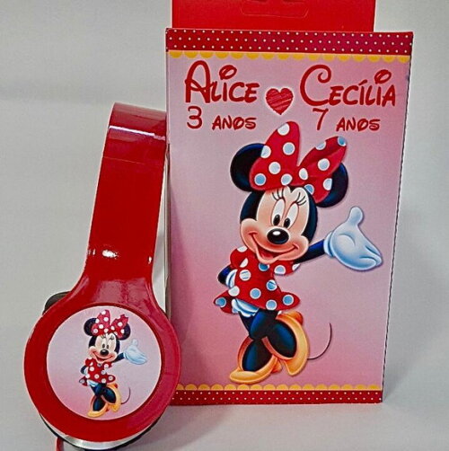 Kit 20 Unidades Minnie Fones com Caixinha Personalizados