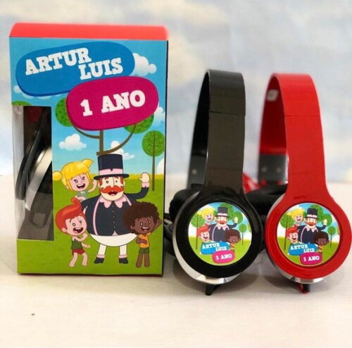 Kit 20 Unidades Mundo Bita Fones com Caixinha Personalizados