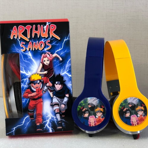 Kit 20 Unidades Naruto Fones com Caixinha Personalizados