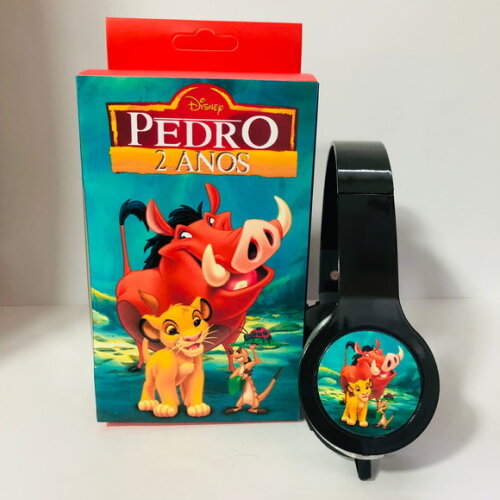 Kit 20 Unidades Rei Leão Fones com Caixinha Personalizados