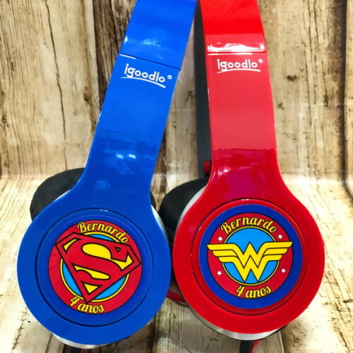 Kit 20un Super Homem e Mulher Maravilha- Fone Personalizado