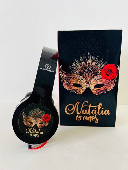 Kit 20unid Baile de Máscaras Fones e Caixinha Personalizados