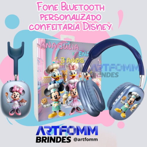 Kit com 20 Fones sem Fio Confeitaria Mickey e Minnie