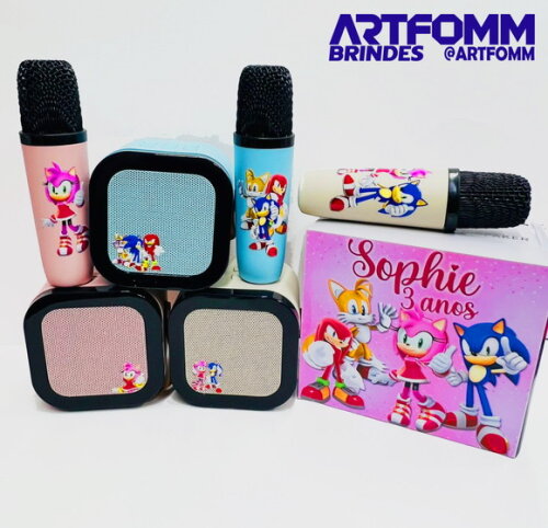 Kit com 20 Karaokê Personalizado Sonic