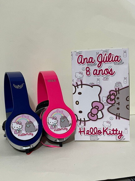 Kit c 20 Unidades Hello Kitty Fones de Ouvido com Caixinha