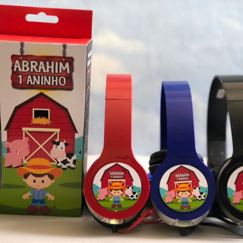 Kit com 20 Unidades Fazendinha Fones Personalizados