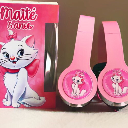 Kit com 20 Unidades Gatinha Marie Fone Ouvido Personalizado