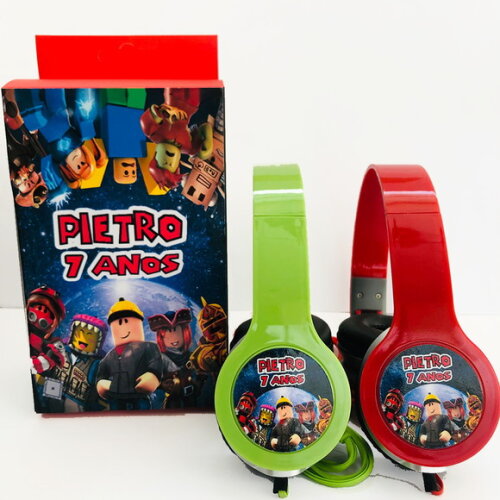 Kit com 20 Unidades Roblox Fones Personalizados com Caixinha