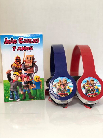 Kit com 20 Unidades Roblox Fones Personalizados com Caixinha