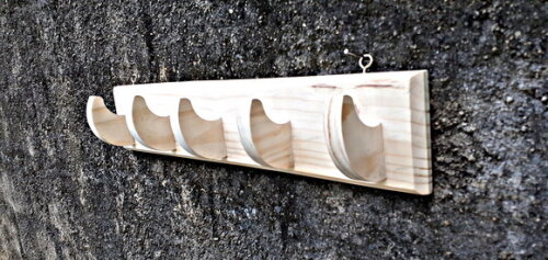 Cabideiro de Parede Madeira Maciça 5 Hastes 60cm