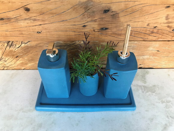 1 Kit 4 Peças para Lavabo / Banheiro Azul - Katia