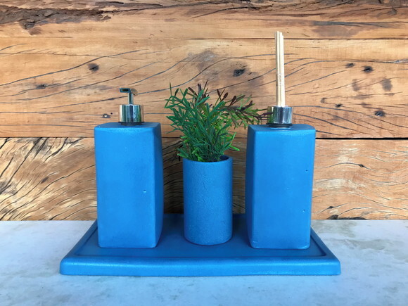 1 Kit 4 Peças para Lavabo / Banheiro Azul - Katia
