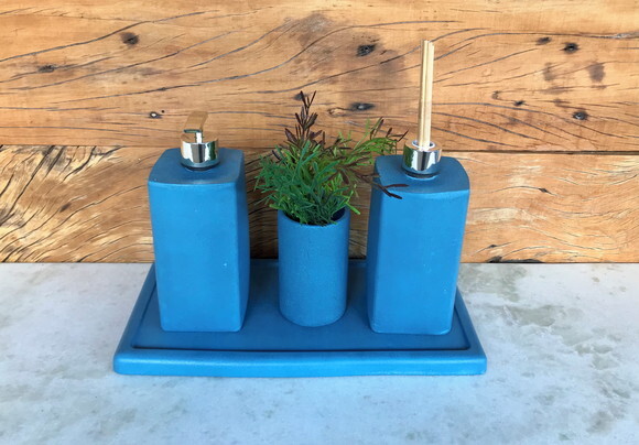 1 Kit 4 Peças para Lavabo / Banheiro Azul - Katia