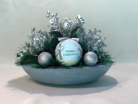 Arranjo de Natal - Azul / Bowl de Cimento - Consulte