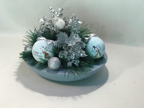 Arranjo de Natal - Azul / Bowl de Cimento - Consulte