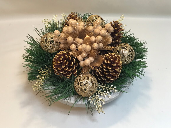 Arranjo de Natal -pinhas Douradas/bowl de Cimento-consulte