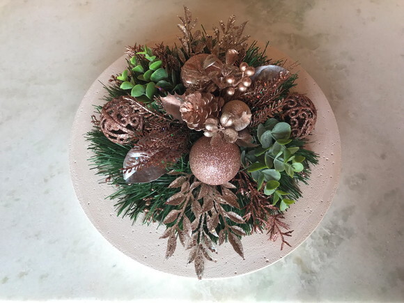 Arranjo de Natal Rose/peça Decorativa de Cimento Rosa Claro