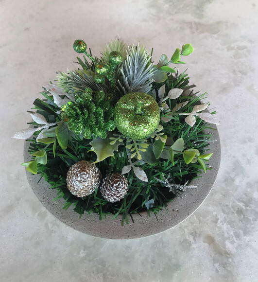 Arranjo de Natal Verde P / Centro de Mesa de Cimento