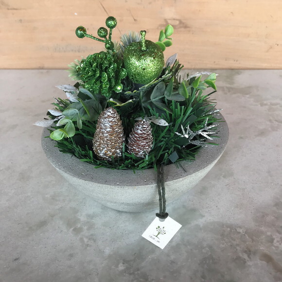 Arranjo de Natal Verde P / Centro de Mesa de Cimento