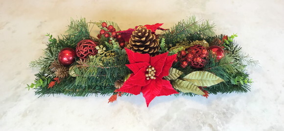 Arranjo Natal Ret./centro de Mesa Vermelho 60x24x17cm