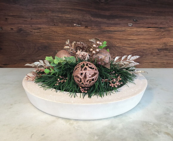 Arranjo/centro de Mesa Natal Nude Rosado / Base Ø35,4cm