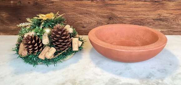 Arranjo/centro de Mesa Natal Rolhas e Dourado Base Ø29,5 cm