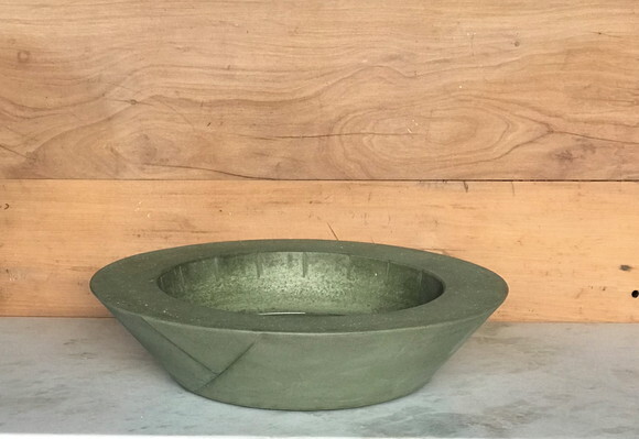 CENTRO DE MESA/TERRÁRIO/FRUTEIRA-CIMENTO VERDE Ø48CM