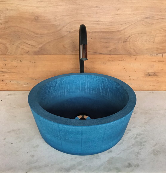 Cuba de Concreto Azul Jeans Ø 35X15cm - escola a cor