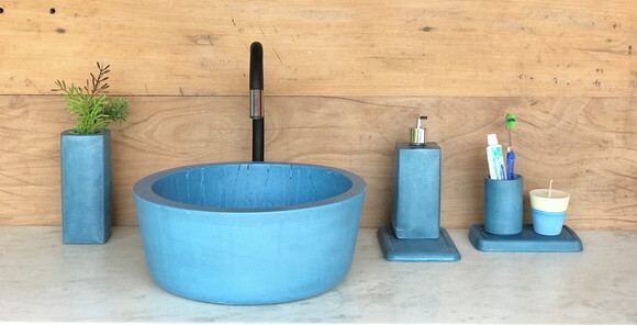 Cuba de Concreto Azul Ø 35X15cm - escolha a cor