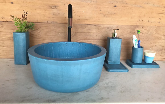 Cuba de Concreto Azul Ø 35X15cm - escolha a cor