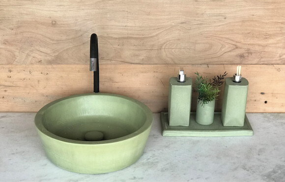 Cuba de Concreto Verde (ø 39x13cm ) com Válvula Oculta