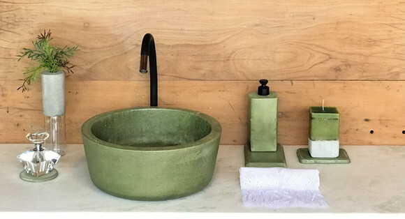 Cuba de Concreto Verde Oliva - Ø35cm