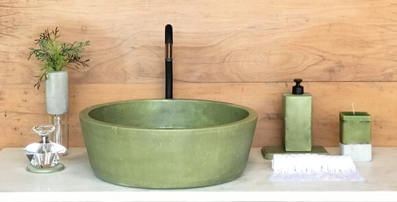 Cuba de Concreto Verde Oliva Ø 45 cm - Sob Encomenda