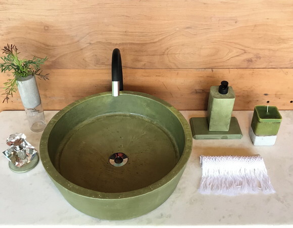 Cuba de Concreto Verde Oliva Ø 45 cm - Sob Encomenda