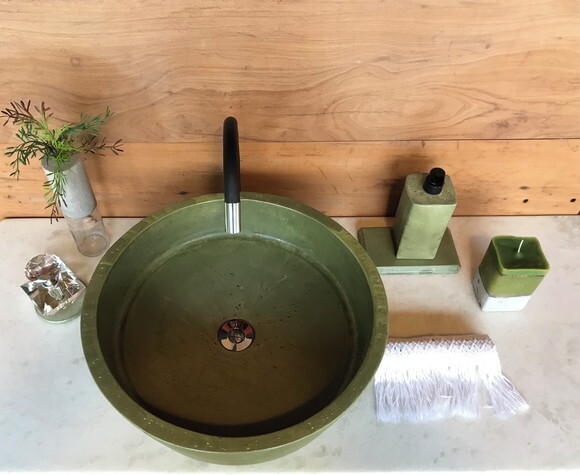 Cuba de Concreto Verde Oliva Ø 45 cm - Sob Encomenda