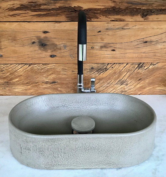 Cuba Oval de Concreto C/válvula Oculta 40 x 23 x 9,5cm