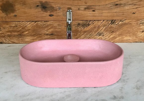Cuba Oval de Concreto Rosa Clara C/válvula Oculta40x23x9,5cm