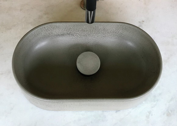 Cuba Oval de Concreto C/válvula Oculta 40 x 23 x 9,5cm