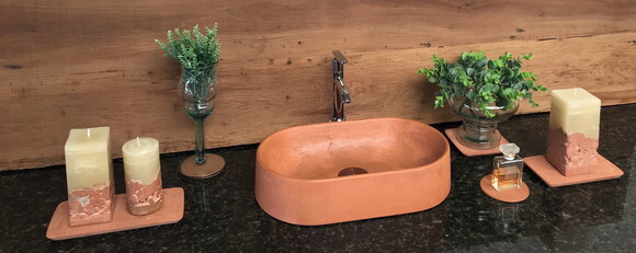 Cuba Oval de Concreto Terracota 40 x 23 x 9cm