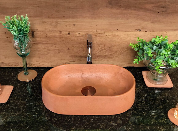 Cuba Oval de Concreto Terracota 40 x 23 x 9cm