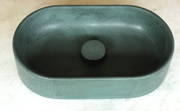 Cuba Oval de Concreto Verde 40 x 23 x 9 - C/válvula Oculta