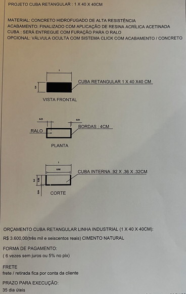 Cuba Retangular 1x40x40 -sob Encomenda-consulte Peso e Frete