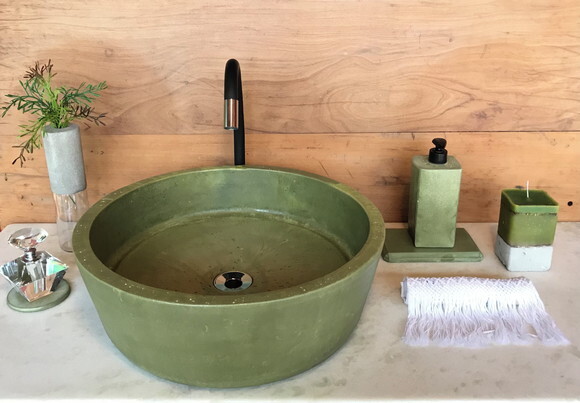 Cuba redonda de concreto verde (45cm)  com válvula oculta - esco