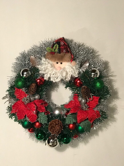 GUIRLANDA DE NATAL PRATEADA COM PAPAI NOEL-CONSULTE ANTES