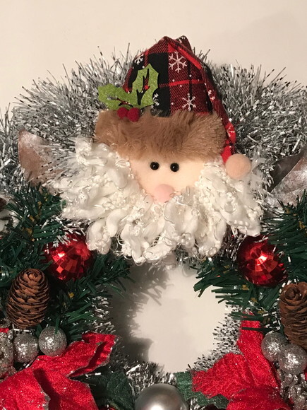 GUIRLANDA DE NATAL PRATEADA COM PAPAI NOEL-CONSULTE ANTES