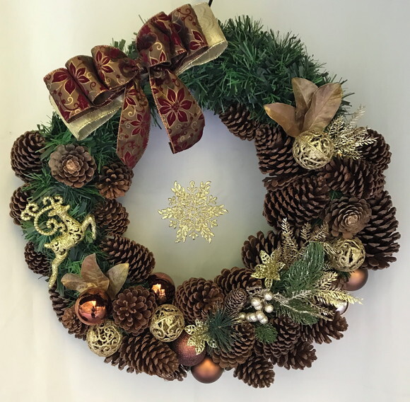 Guirlanda Natal Dourada Bronze e Vinho-consulte Antes