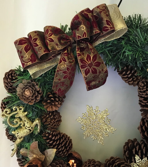 Guirlanda Natal Dourada Bronze e Vinho-consulte Antes