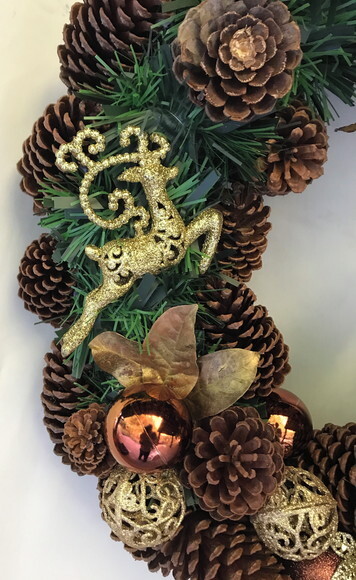 Guirlanda Natal Dourada Bronze e Vinho-consulte Antes