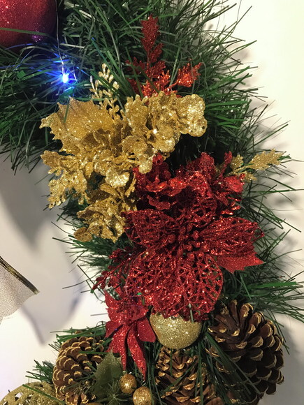 Guirlanda Natal Dourada Vermelha com Pisca-consulte