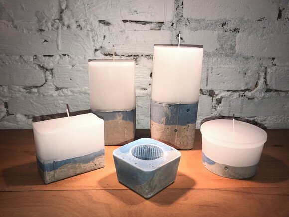 KIT 2 VELAS - RETANGULAR + REDONDA - HORTÊNSIA AZUL